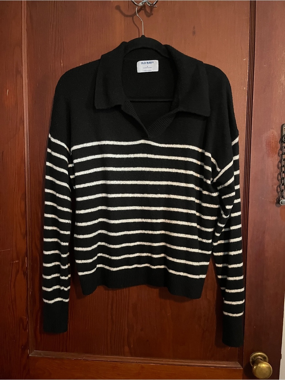 Old Navy Black Knit Sweater Black and White stripes